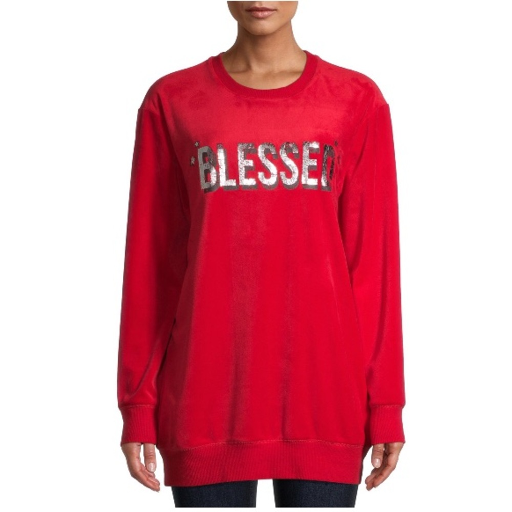 Juniors Graphic Pullover Sweatshirt with Free Mask